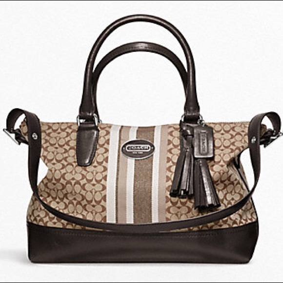 Coach Handbags - Coach Signature Stripe Molly Satchel Shoulder Bag